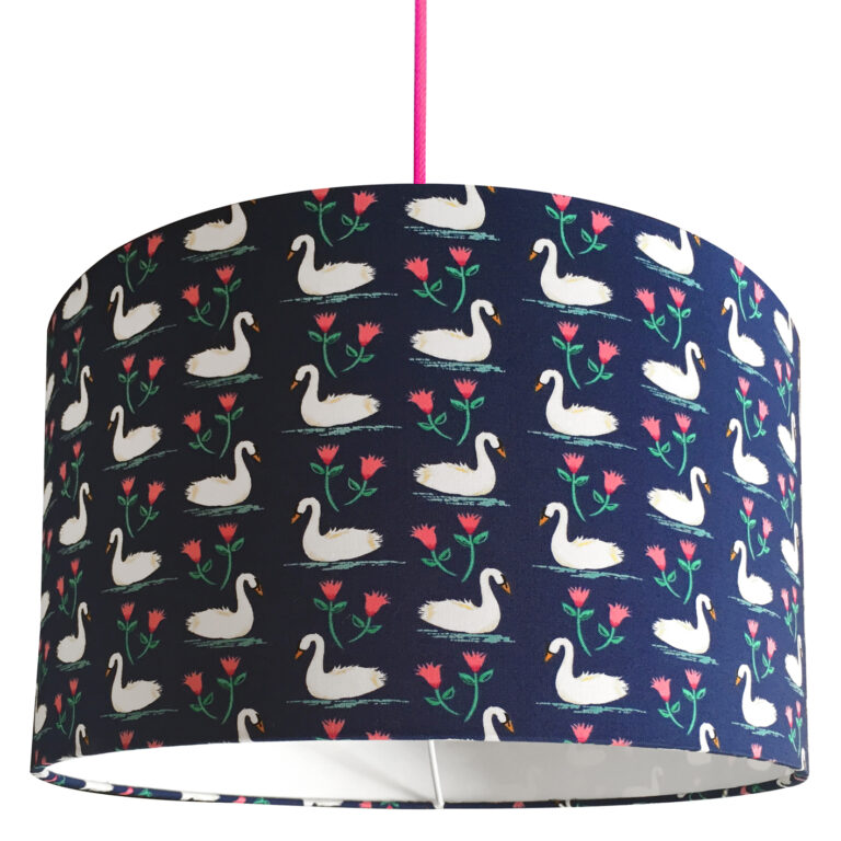 Navy Swan Lampshade