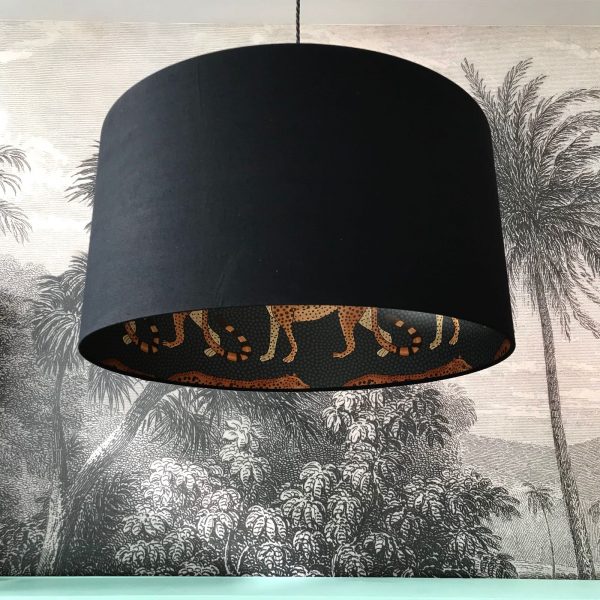 Leopard Walk Cole & Son Silhouette Lampshade in Jet Black.