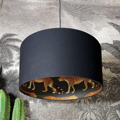 love Frankie leopard walk jet black lampshade
