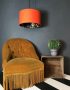 Midnight Blue Lemur Silhouette Lampshade in Tangerine Orange