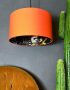Midnight Blue Lemur Silhouette Lampshade in Tangerine Orange