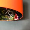 Midnight Blue Lemur Silhouette Lampshade in Tangerine Orange Close Up