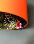 Midnight Blue Lemur Silhouette Lampshade in Tangerine Orange Close Up