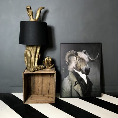 Lamps Ceiling Pendants Lighting Accessories Love Frankie Hiding Hare Antique Gold Table Lamp And Black Shade