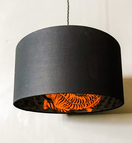 Tigris Tiger Silhouette Lampshade in Jet Black Cotton