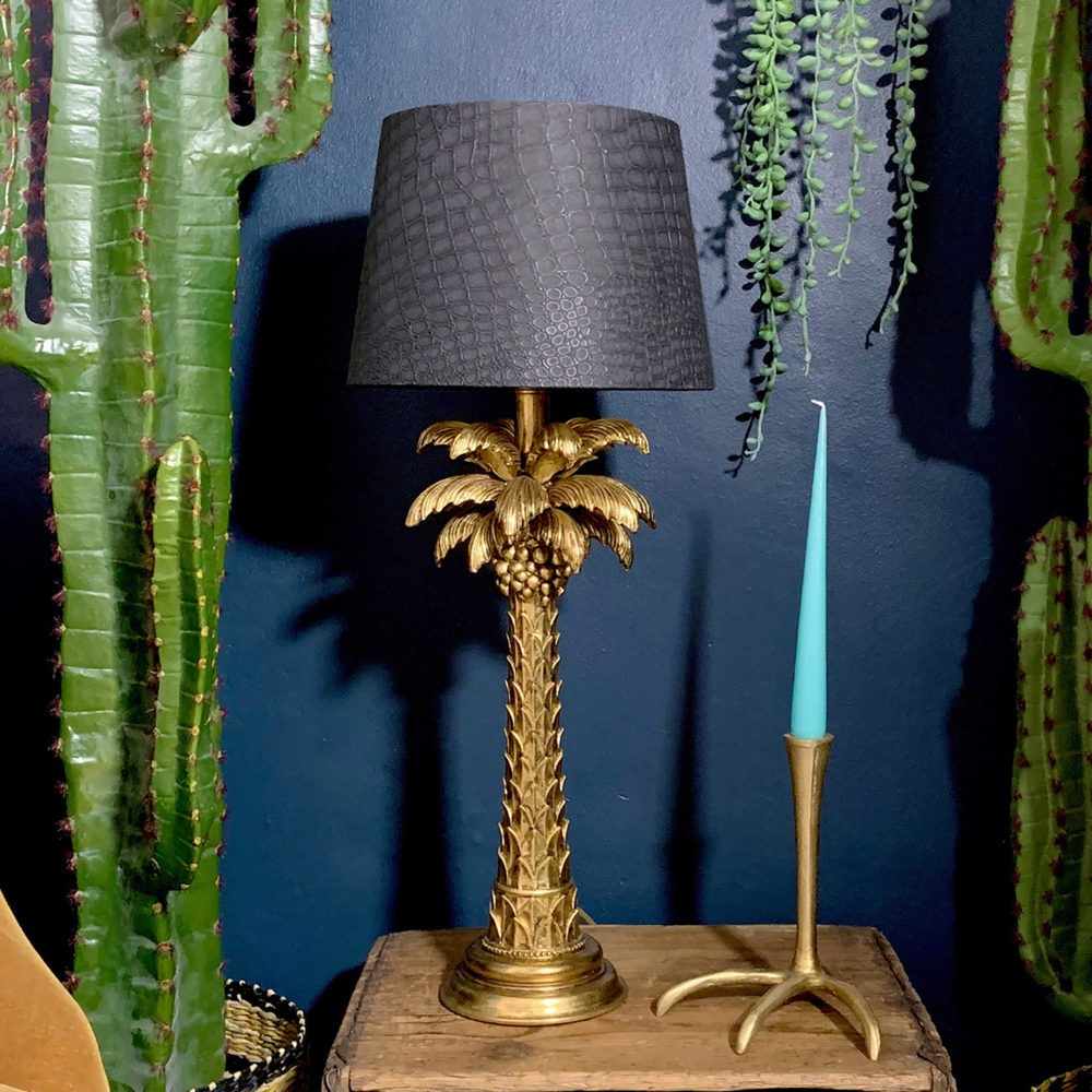 Palm Tree Table Lamp With Mock Croc, Printed Table Lamp