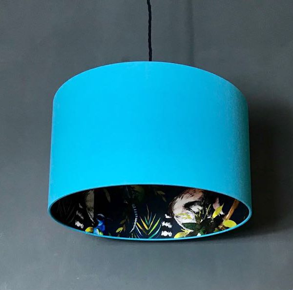 Love Frankie Midnight Blue Lemur Silhouette Lampshade in Sky Blue