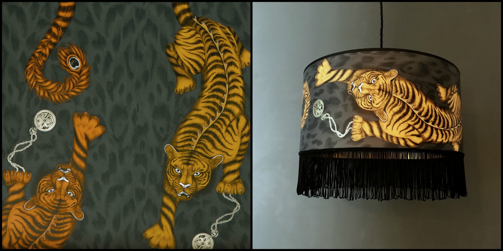 Tigris Lampshadae with decadent Black Fringing