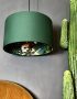 Teal lemur wallpaper lampshade in Hunter Green Cotton
