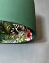 Teal lemur wallpaper lampshade in Hunter Green Cotton Close Up