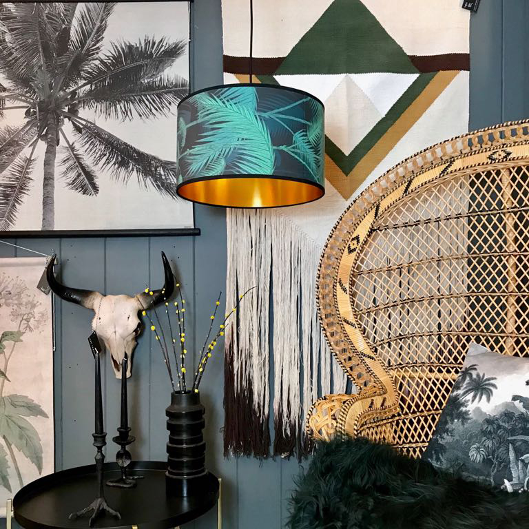 Palm Jungle Wallpaper Lampshade, How To Cover A Lampshade With Wallpaper