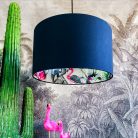 Silver ChiMiracle Wallpaper Silhouette Lampshade in Deep Space Navy