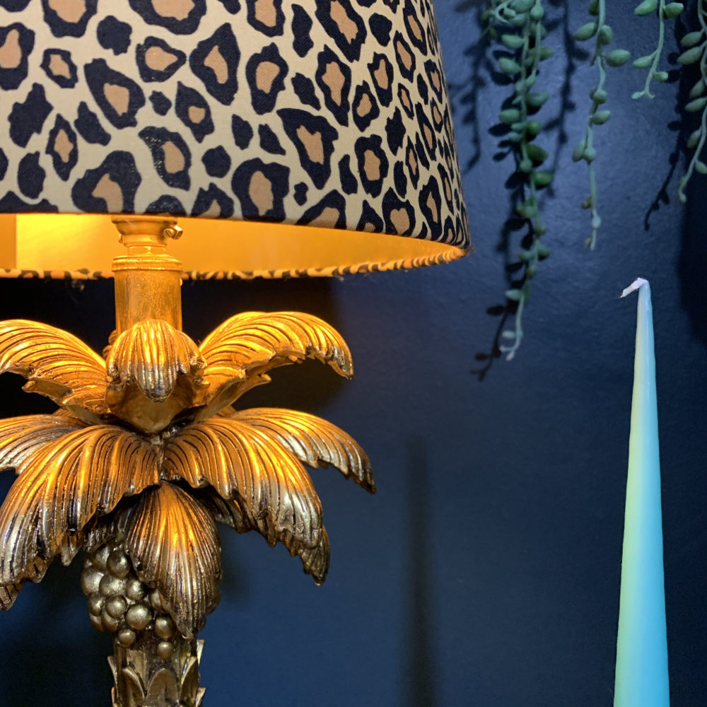 Palm Tree Table Lamp With Leopard Print, Cheetah Print Table Lamp