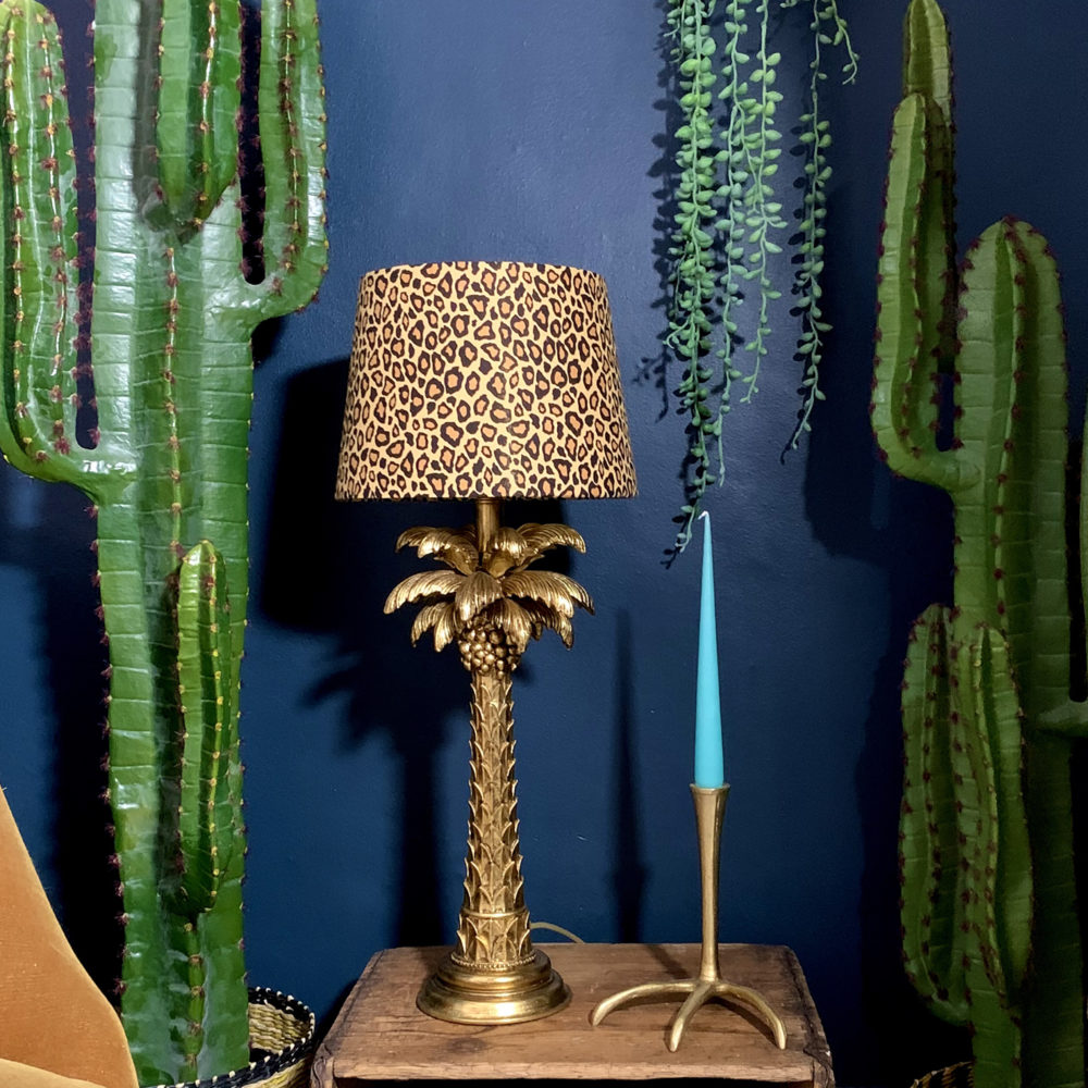 Palm Tree Table Lamp With Leopard Print, Cheetah Print Table Lamp