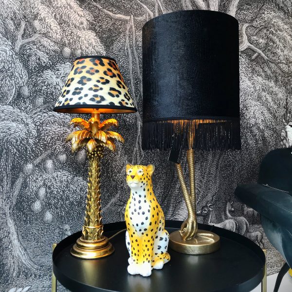 Palm Tree Table Lamp With Leopard Print Lampshade