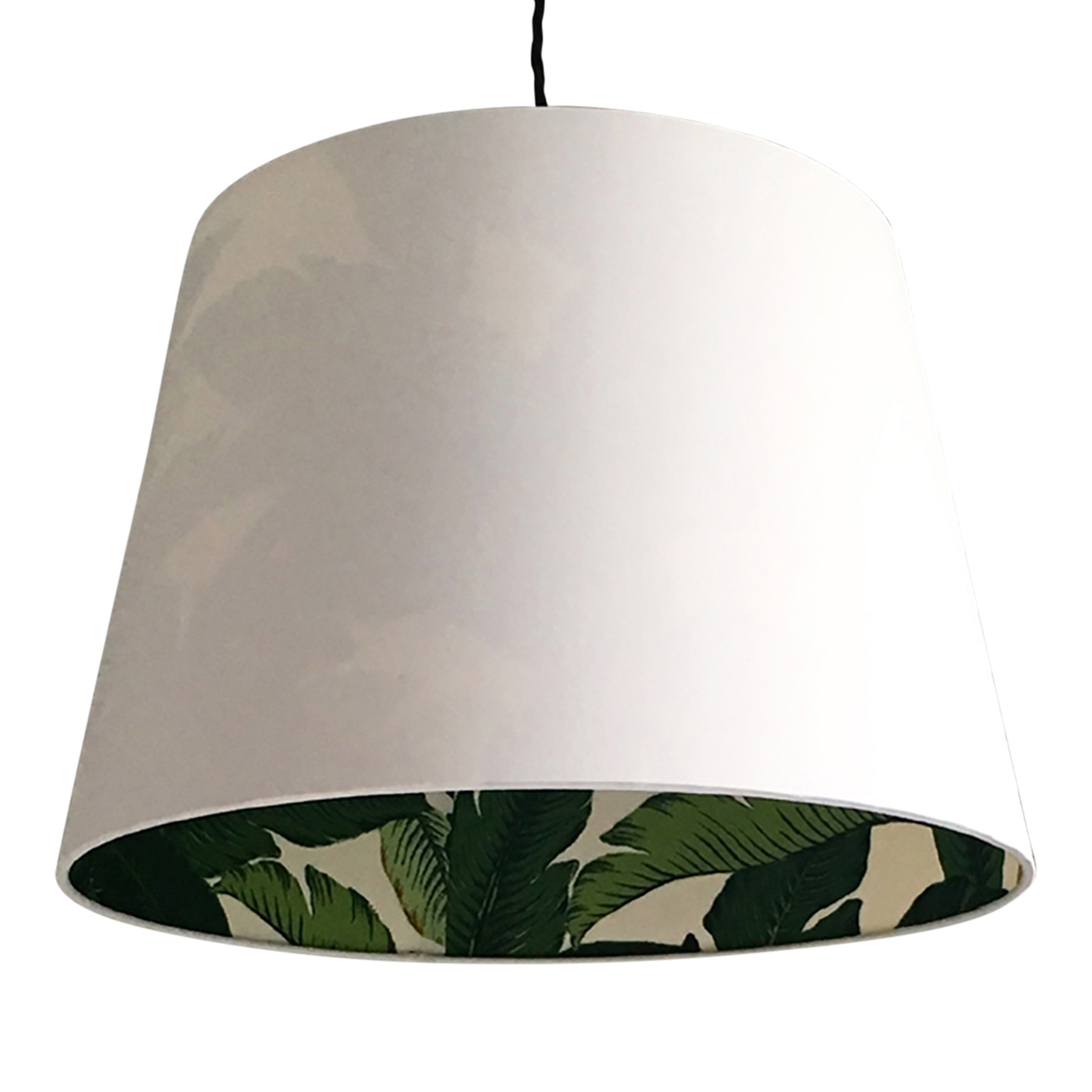 French Drum Tropical Banana Leaf Silhouette Lampshade In White Banana Leaf Silhouette Lampshade