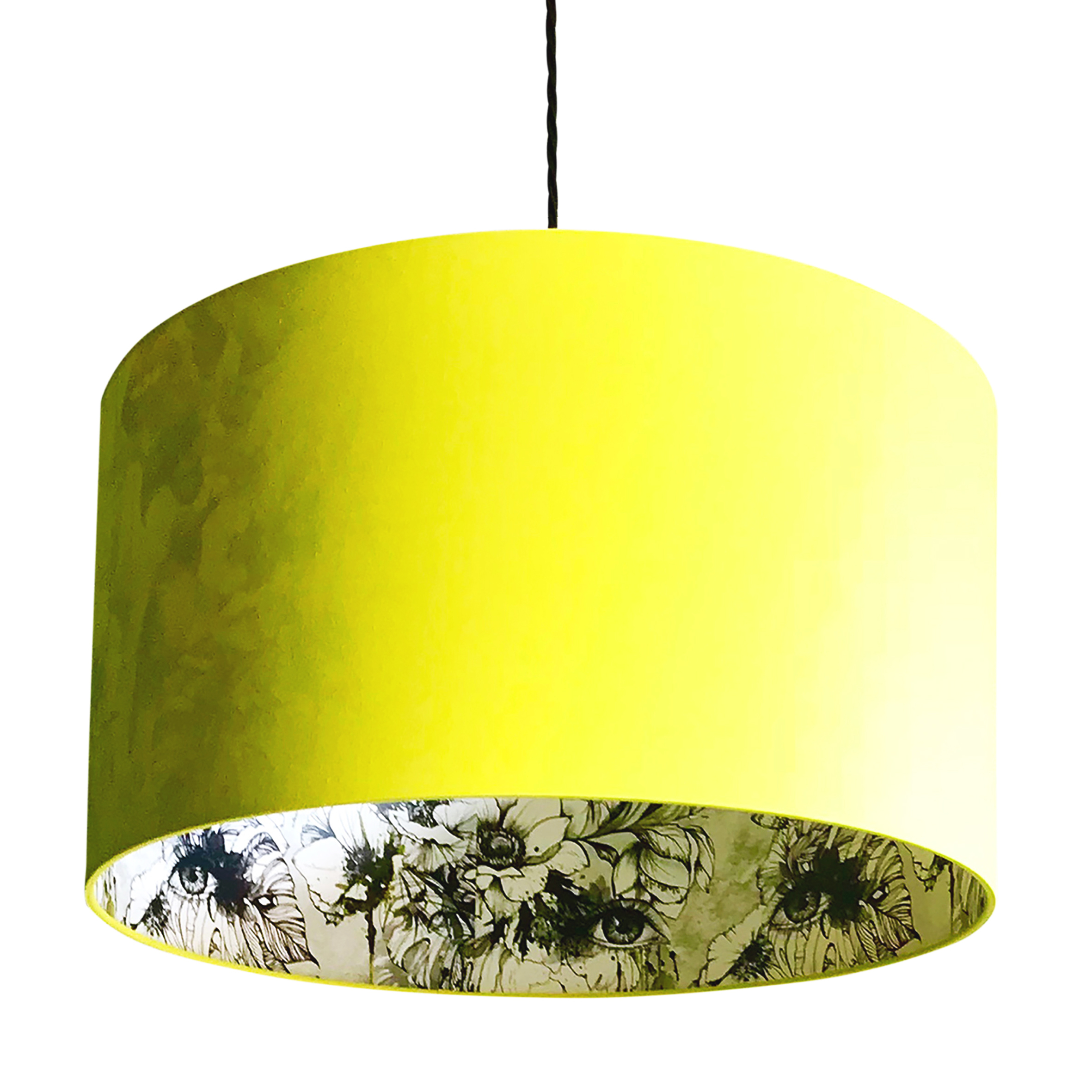 Muck N Brass Furtiva Lagrima Wallpaper Silhouette Lampshade In Furtiva Lagrima Wallpaper Silhouette Lampshade In Sunshine Yellow