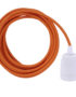 Tangerine Orange ES27 Flex & Fitting Set with Porcelain Bulb Holder