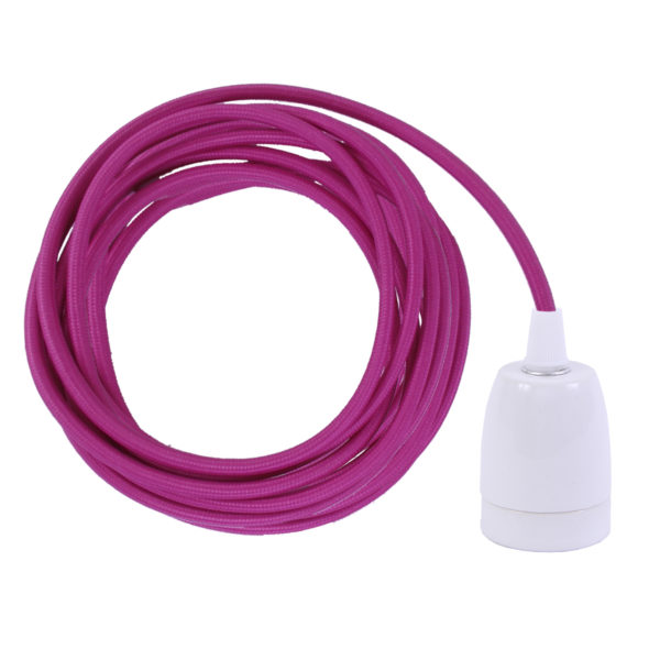 Hot Pink ES27 Flex & Fitting Set with Porcelain Bulb Holder