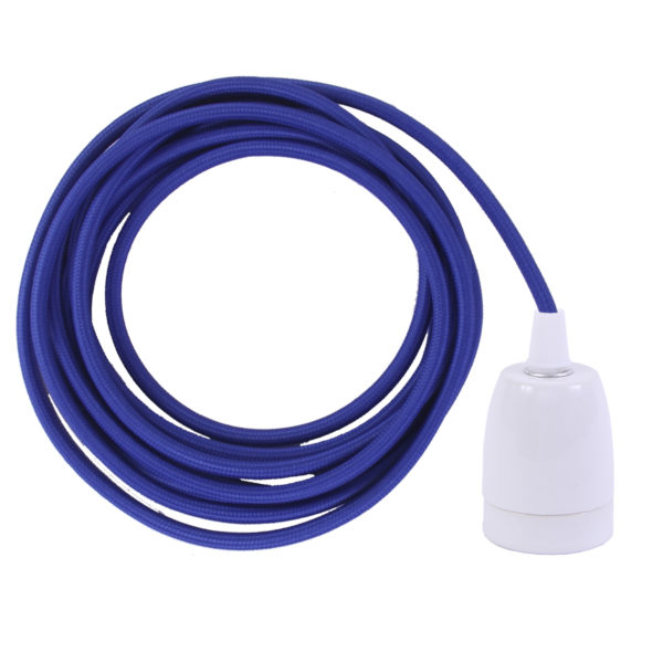 Electric Blue ES27 Flex & Fitting Set with Porcelain Bulb Holder