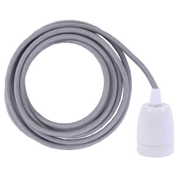 Cloud Grey ES27 Flex & Fitting Set with Porcelain Bulb Holder