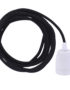 Black ES27 Flex & Fitting Set with Porcelain Bulb Holder