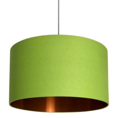 Chartreuse Green Lampshade With Brushed Copper Lining