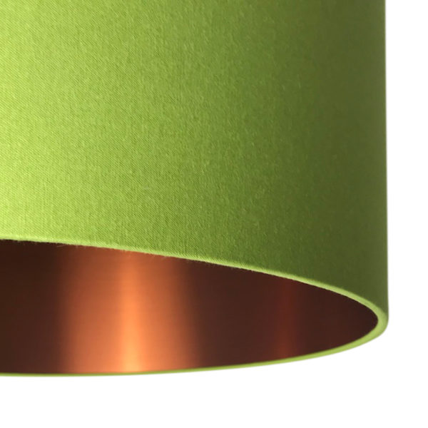 Chartreuse Green Lampshade With Brushed Copper Lining