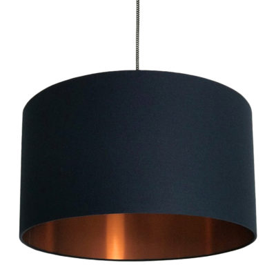 Deep Space Navy Lampshade With Brushed Copper Lining