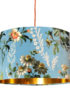 Floral Duck Egg Blue Velvet Lampshade with Gold Lining