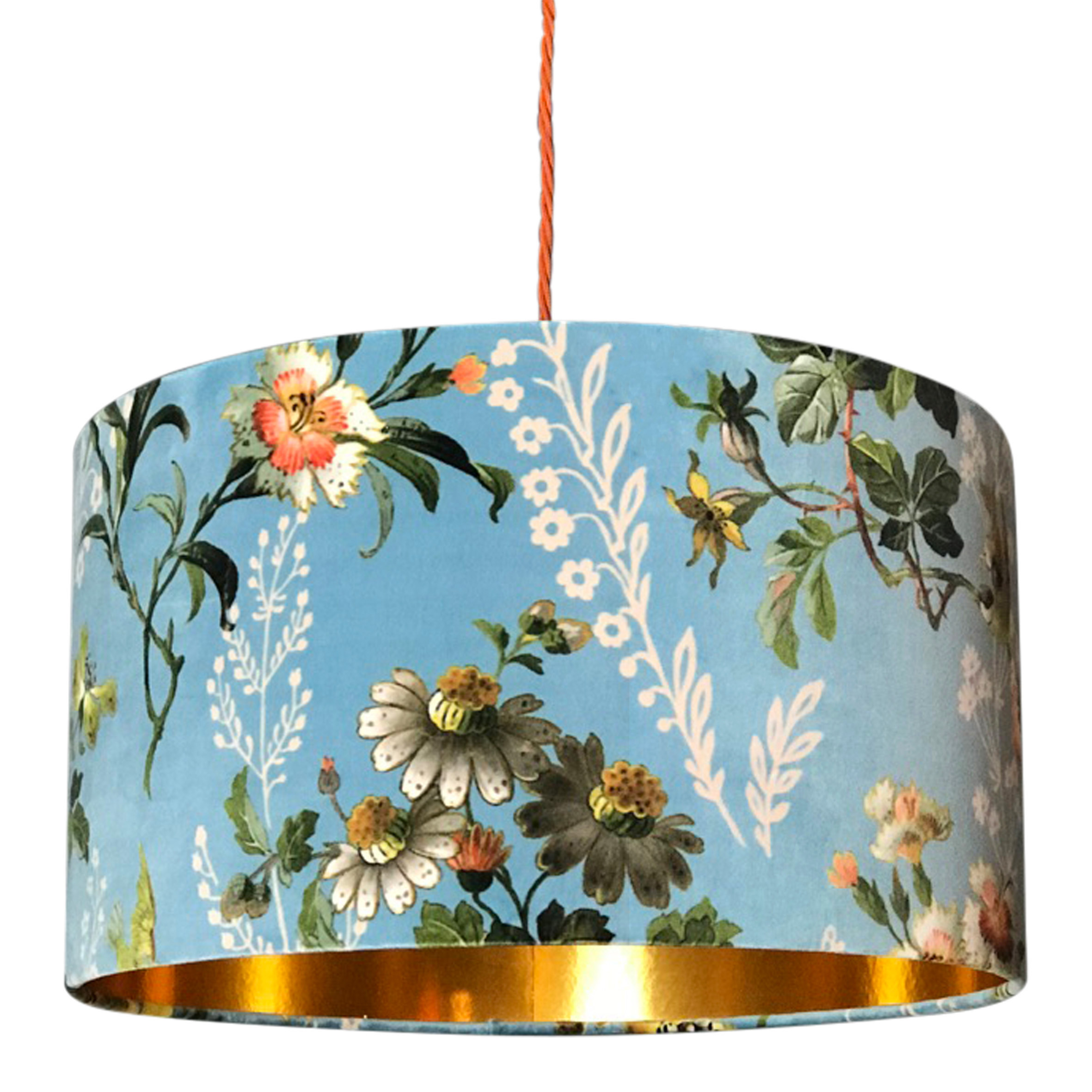 Floral Duck Egg Velvet Lampshade With Gold Lining Love Frankie