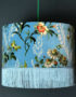 Floral Duck Egg Velvet Lampshade with Gold Lining & Fringing