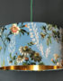 Floral Duck Egg Velvet Lampshade with Gold Lining