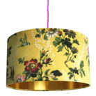 Floral Mustard Velvet Lampshade with Gold Lining