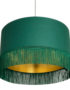 Hunter Green Lampshade with Gold Lining & Green Fringing