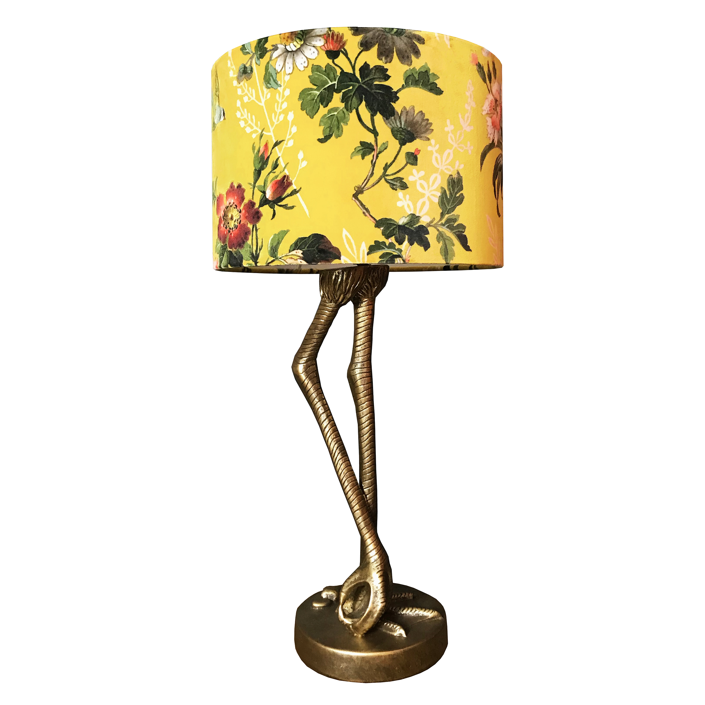 mustard floral table lamp