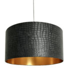 Black Mock Crocodile Print Lampshade with Gold Lining