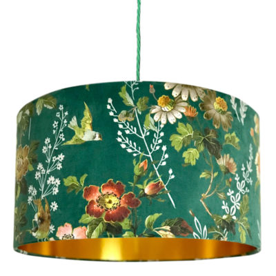 navy blue lamp shade with gold lining
