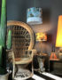Floral Duck Egg Velvet Lampshade with Gold Lining & Fringing