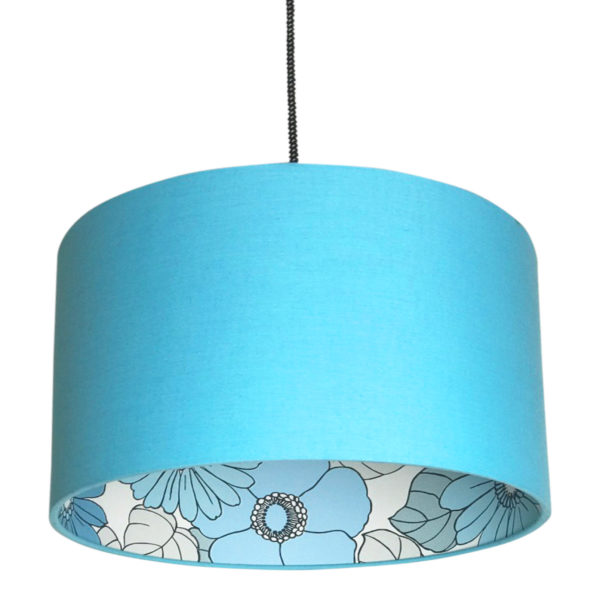 Flower Power Silhouette Lampshade in Sky Blue