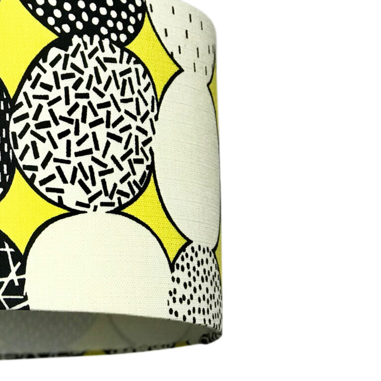Monochrome Memphis handmade Lampshade in Sunshine Yellow
