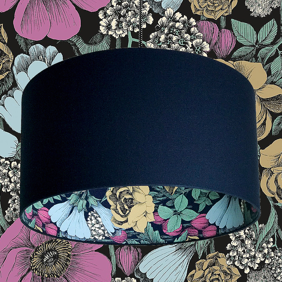 Oodi Deep space Navy Floral Silhouette Lampshade