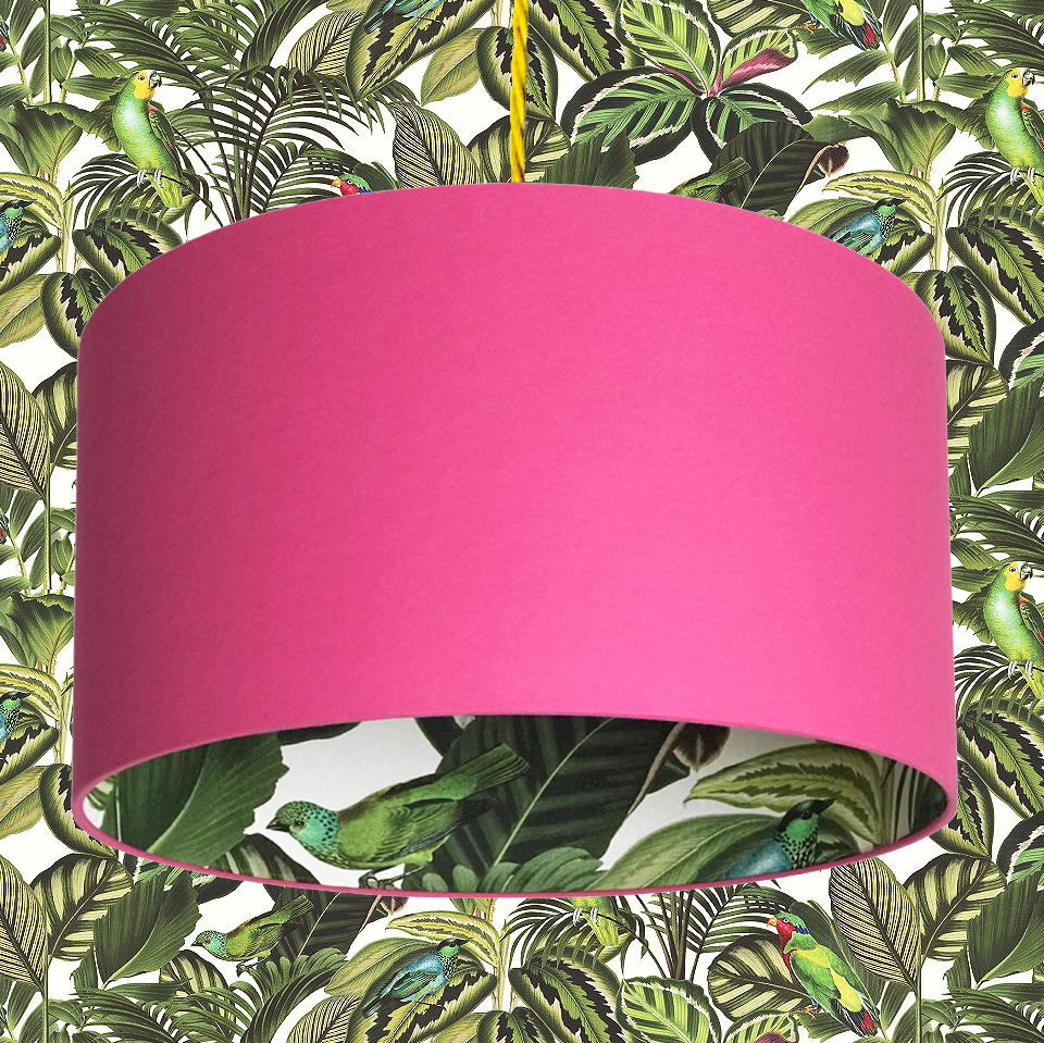 Tropical Jungle Silhouette Lampshade in Watermelon Pink
