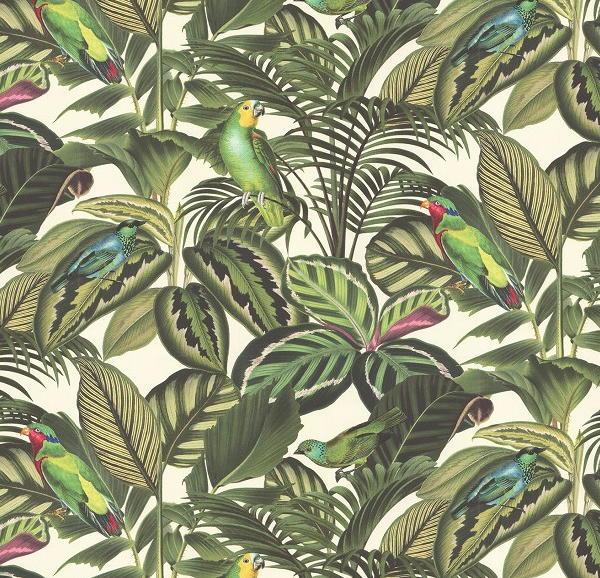 Tropical Jungle Silhouette Lampshade in Jade Cotton