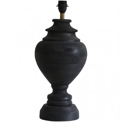 Large Rustic Wooden Table Lamp In Black, Dark Wood Table Lamp