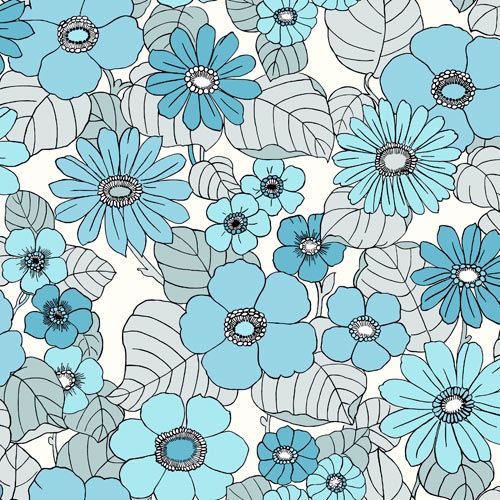 Flower Power Silhouette Lampshade in Sky Blue