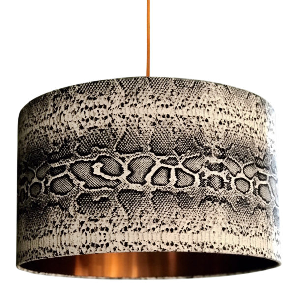 Serpent Snakeskin Linen Lampshade With Copper Lining