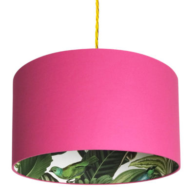 Tropical Jungle Silhouette Lampshade in Watermelon Pink