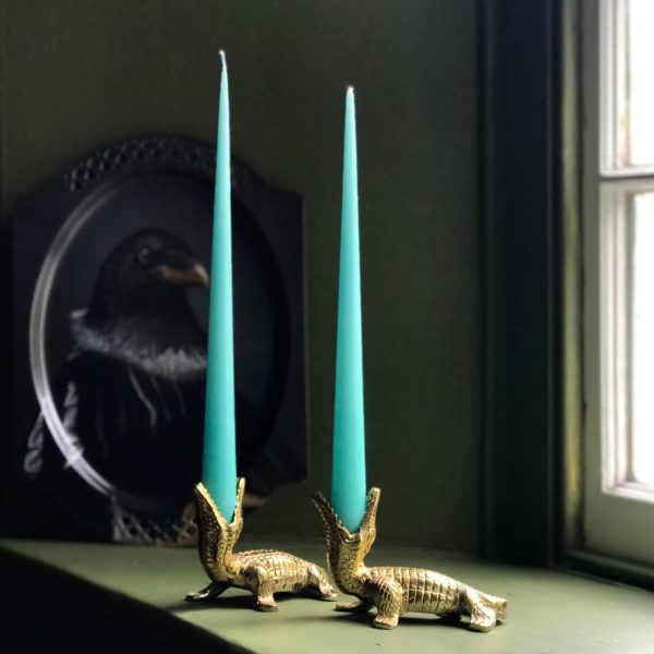 Elegant Tapered Candle in Aqua