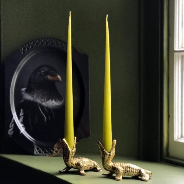Elegant Tapered Candles in Lime Green